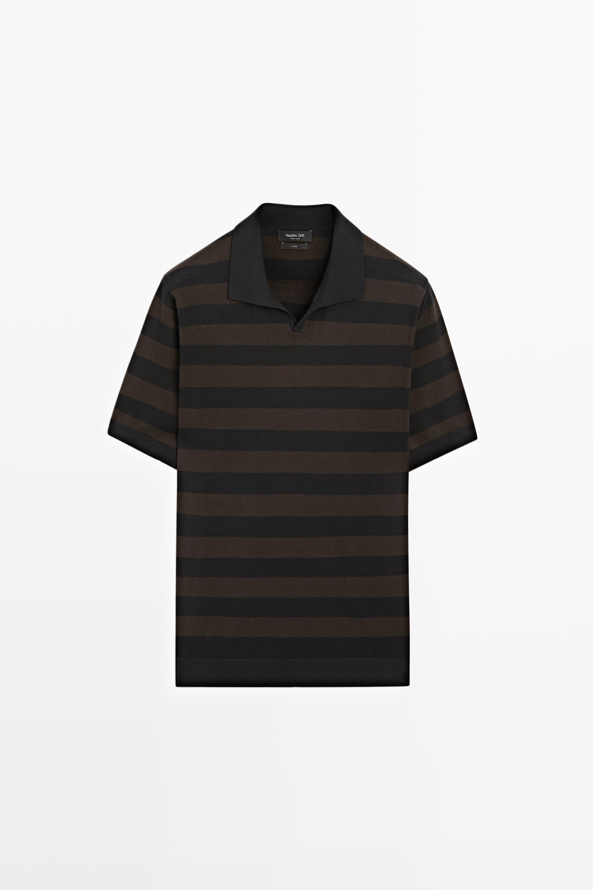 100% cotton striped knit polo shirt